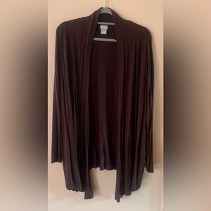 Chico's Brown Wrap Cardigan 32" back length, draped longer front, Size 2 (Large)
